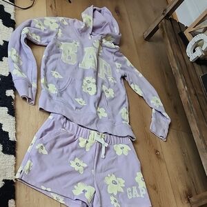 GAP Kids Lavender Lounge Set with Cream Floral Accents